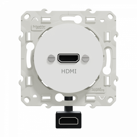 Odace - prise HDMI type A - blanc - prise femelle / câble femelle à l'arrière