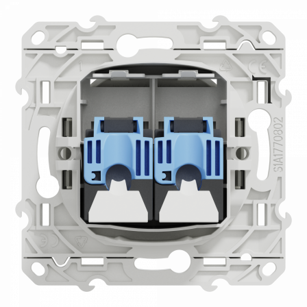 Odace - prise double RJ45 cat.6 UTP - grade 1 à 2 (tél. + inf.) - à vis - blanc