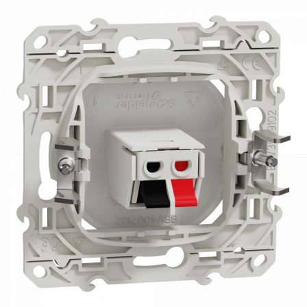Odace - prise haut-parleur 1 sortie - blanc - fixation par vis - bornes pression
