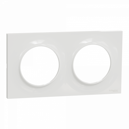 Odace Styl - plaque 2 postes horizontaux ou verticaux entraxe 71mm blanc