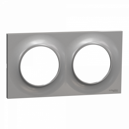 Odace Styl -  plaque 2 postes horizontaux ou verticaux entraxe 71mm aluminium