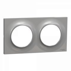 Odace Styl -  plaque 2 postes horizontaux ou verticaux entraxe 71mm aluminium