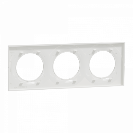 Odace Styl - plaque 3 postes horizontaux ou verticaux entraxe 71mm blanc