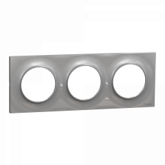 Odace Styl -  plaque 3 postes horizontaux ou verticaux entraxe 71mm aluminium