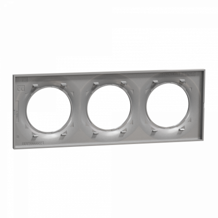 Odace Styl -  plaque 3 postes horizontaux ou verticaux entraxe 71mm aluminium