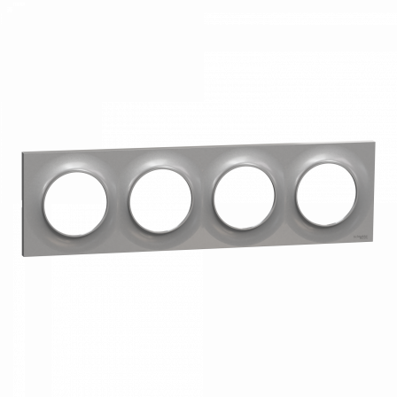 Odace Styl -  plaque 4 postes horizontaux ou verticaux entraxe 71mm aluminium