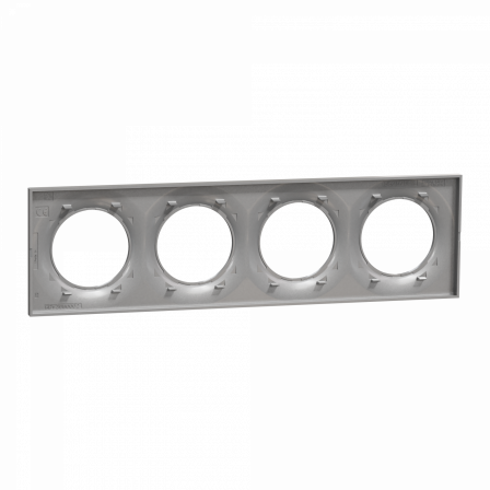 Odace Styl -  plaque 4 postes horizontaux ou verticaux entraxe 71mm aluminium