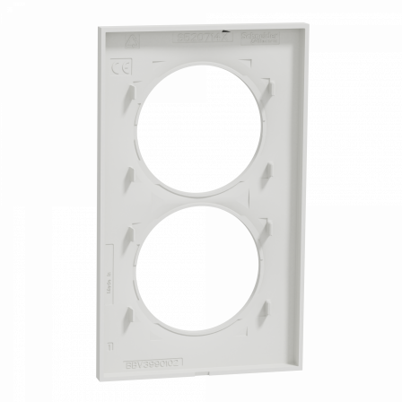 Odace Styl -  plaque 2 postes verticaux entraxe 57mm blanc