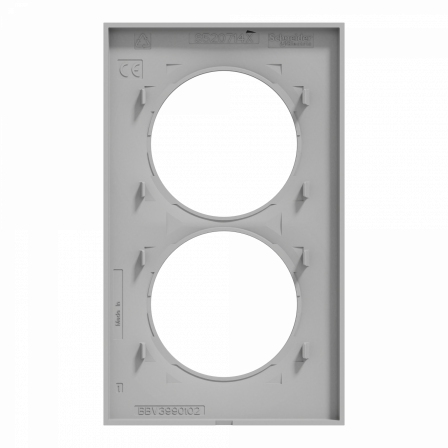 Odace Styl -  plaque 2 postes verticaux entraxe 57mm aluminium