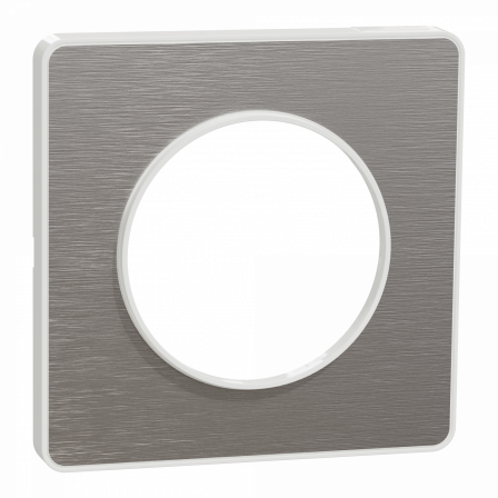Odace Touch - plaque 1 poste aluminium brossé avec liseré blanc