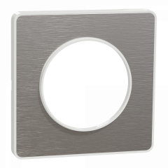 Odace Touch - plaque 1 poste aluminium brossé avec liseré blanc