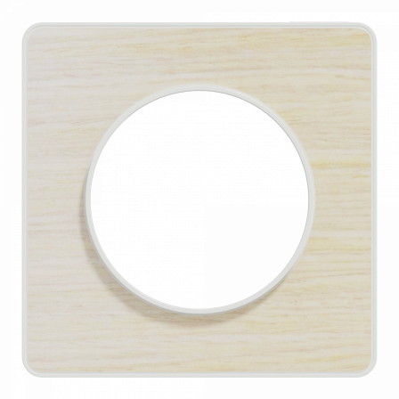Odace Touch - plaque 1 poste bois nordique avec liseré blanc