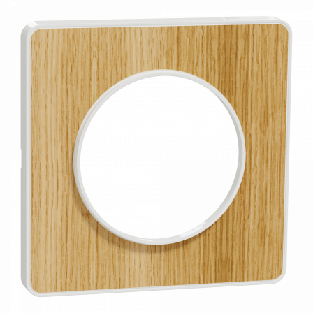 Odace Touch - plaque 1 poste bois naturel avec liseré blanc