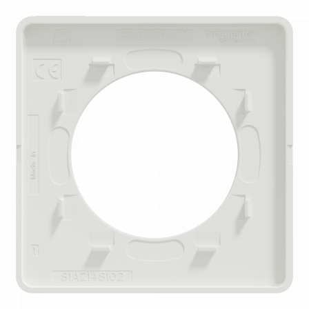 Odace Touch - plaque 1 poste translucide blanc avec liseré blanc