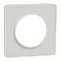 Odace Touch - plaque 1 poste translucide blanc avec liseré blanc