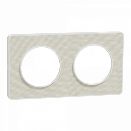 Odace Touch - plaque 2 postes horiz/ver 71mm Kvadrat craie avec liseré blanc