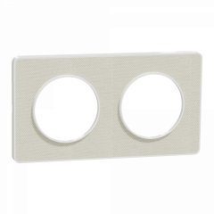 Odace Touch - plaque 2 postes horiz/ver 71mm Kvadrat craie avec liseré blanc