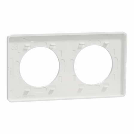 Odace Touch - plaque 2 postes horiz/ver 71mm Kvadrat craie avec liseré blanc