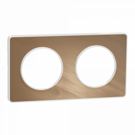 Odace Touch - plaque 2 postes horiz/vert 71mm bronze brossé avec liseré blanc