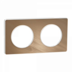 Odace Touch - plaque 2 postes horiz/vert 71mm bronze brossé avec liseré blanc