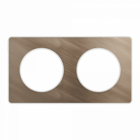 Odace Touch - plaque 2 postes horiz/vert 71mm bronze brossé avec liseré blanc