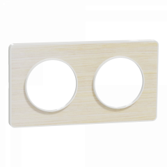 Odace Touch - plaque 2 postes horiz/vert 71mm bois nordique avec liseré blanc
