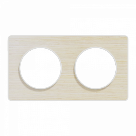 Odace Touch - plaque 2 postes horiz/vert 71mm bois nordique avec liseré blanc