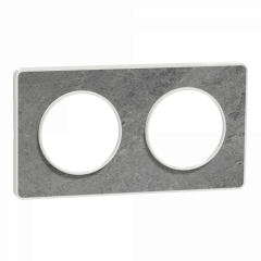 Odace Touch - plaque 2 postes horiz/vert 71mm pierre galet avec liseré blanc