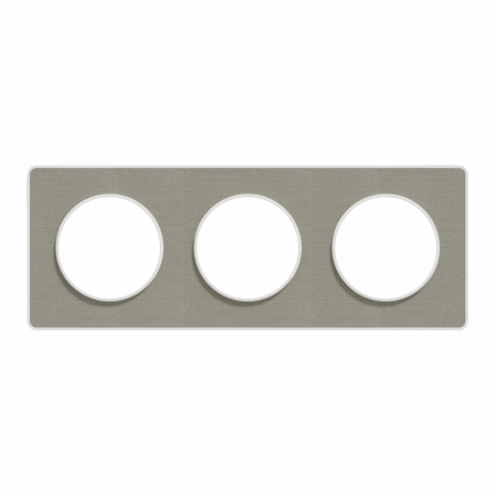 Odace Touch - plaque 3 postes horiz/ver 71mm Kvadrat perle avec liseré blanc