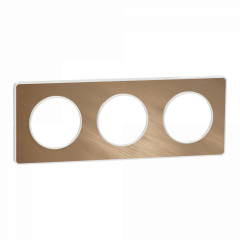 Odace Touch - plaque 3 postes horiz/vert 71mm bronze brossé avec liseré blanc