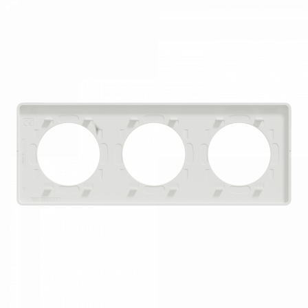 Odace Touch - plaque 3 postes horiz/ver 71mm translucide blanc avec liseré blanc