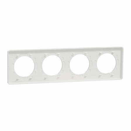 Odace Touch - plaque 4 postes horiz/ver 71mm translucide blanc avec liseré blanc