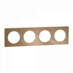 Odace Touch - plaque 4 postes horiz/vert 71mm bronze brossé avec liseré blanc