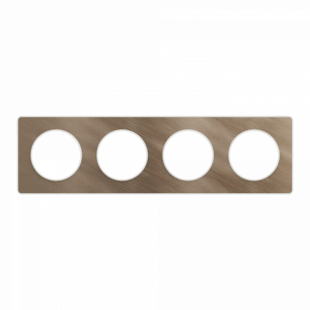Odace Touch - plaque 4 postes horiz/vert 71mm bronze brossé avec liseré blanc