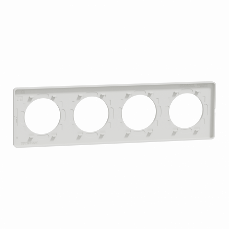 Odace Touch - plaque 4 postes horiz/vert 71mm pierre galet avec liseré blanc