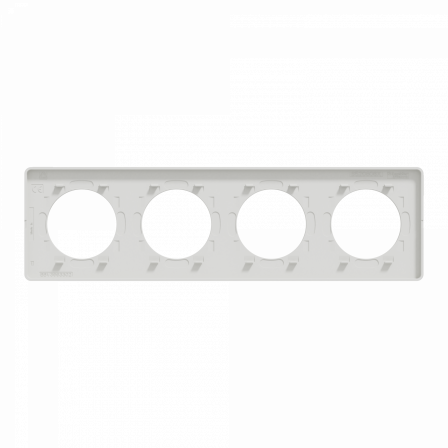 Odace Touch - plaque 4 postes horiz/vert 71mm bois naturel avec liseré blanc