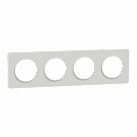 Odace Touch - plaque 4 postes horiz/ver 71mm translucide blanc avec liseré blanc