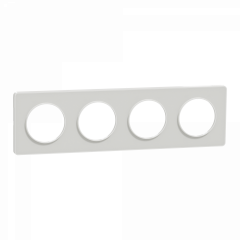 Odace Touch - plaque 4 postes horiz/ver 71mm translucide blanc avec liseré blanc