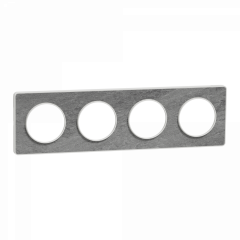 Odace Touch - plaque 4 postes horiz/vert 71mm pierre galet avec liseré blanc