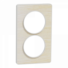 Odace Touch - plaque 2 postes verticaux 57mm bois nordique avec liseré blanc