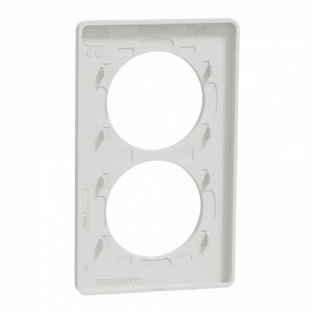 Odace Touch - plaque 2 postes verticaux 57mm bois nordique avec liseré blanc