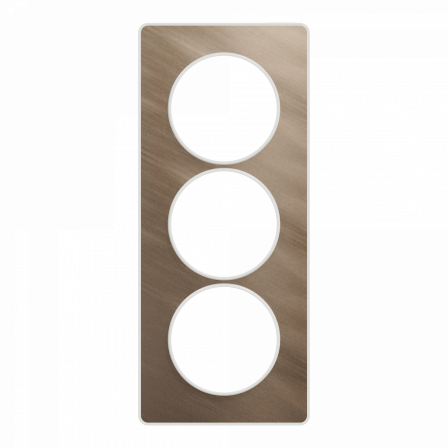 Odace Touch - plaque 3 postes verticaux 57mm bronze brossé avec liseré blanc