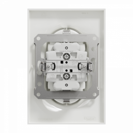 Odace - prise de courant 2P+T Schuko double en 1 poste - blanc - griffes montées