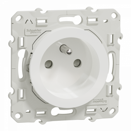 Odace - prise de courant 2P+T - blanc - griffes montées - connexion à vis