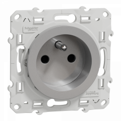 Odace - prise de courant 2P+T alu - 4 connexions rapides par pôle