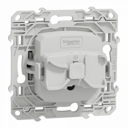 Odace - prise de courant 2P+T alu - 4 connexions rapides par pôle