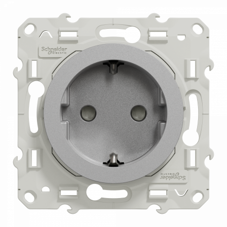 Odace - prise de courant 2P+T - aluminium- standard Schuko allemand