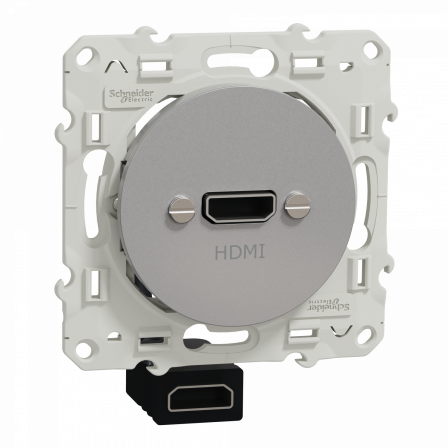 Odace - prise HDMI type A - alu - prise femelle / câble femelle à l'arrière