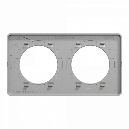 Odace Touch - plaque 2 postes horiz/ver 71mm Kvadrat perle avec liseré aluminium