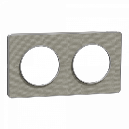 Odace Touch - plaque 2 postes horiz/ver 71mm Kvadrat perle avec liseré aluminium